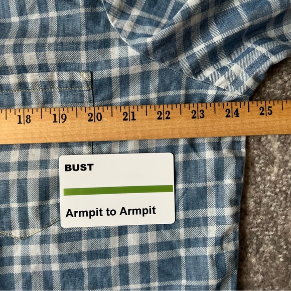 Orvis Flannel Button Shirt Light Blue Plaid Cotton Tencel Blend Women Size XL - Picture 6 of 7